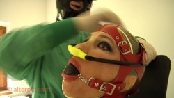 Guess she will have some problem with her breath!Bondage and fetish images @  Art of Bondage