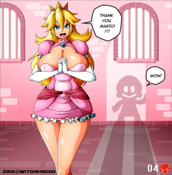 witchking00:  witchking00:  PRINCESS PEACH: THANKS MARIO! AVAILABLE NOW! :) Comic based in one of my old and most famous picture of PRINCESS PEACH where she appears saying THANK YOU to Mario for being rescued. (http://fav.me/d272u1z) PLOT: Mario has been