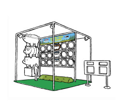 cartoonnetwork:  A BTS sketch of our We Bare Bears installation at STEAM Carnival in San Francisco. Can you guess what kind of game is being set up? 