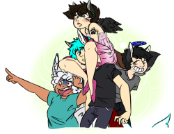 snowys-art: some draw the squad stuff with @askug​, a non tumblr friend(and his oc), my oc and me Look it! A friendo drew me a mixed version of human me and pony me! Thanks Shiro, this is great! :DSomeone wants to join the snugs what was happenin