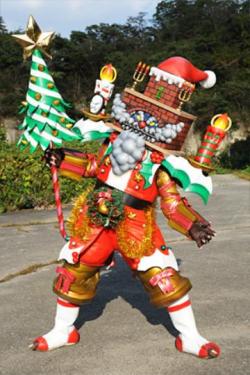 himitsusentaiblog:Debo Yanasanta fom Zyuden Sentai Kyoryuger.  Yes, it’s that time of year again.  Time for trees, presents and the weirdness that is Sentai Christmas where all of those things can be turned into monsters to kill you.