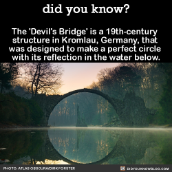 did-you-kno:  The ‘Devil’s Bridge’ is a 19th-century  structure in Kromlau, Germany, that  was designed to make a perfect circle  with its reflection in the water below.  Source 