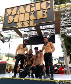 wehonights:  What makes the gogo dancers from The Abbey get off their bus, stare intently down the street &amp; say “Who in the fuck is that????” The Men of Magic Mike dancing on their float in the LA PRIDE parade to a crowd of yelling screaming