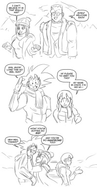   djunk411 said to funsexydragonball: That pic of Suno giving Goku hot chocolate makes me want to Goku taking Chichi to meet Eigther and the grown up Suno and then Goku, Chichi, and Suno getting into some &ldquo;antics&rdquo;&hellip;