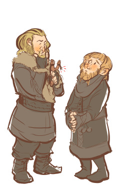 geniusbee:  Chesh wanted me to draw Fili fixing Ori’s slingshot (I think??) so here they are! I know they’re actually the same size but Ori is always about the size of an American Girl doll in my brain so you’re lucky he’s even this big  