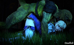 I was originally going to use a Cassandra piece of art by Azasuke Wind as a reference, which is a missionary position, but instead I did a doggy style shot since the Missionary one wasnâ€™t working out so well. It also had the Lizard Man in it, hence