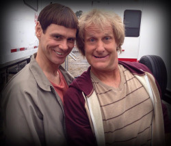 directionstonowhere:  Jim Carrey &amp; Jeff Daniels on set of Dumb and Dumber to. Oh shit I can’t wait!  