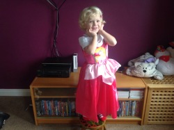 mrscriss2012:  This is my son, Chester, who is nearly 4. He was invited to his friend Chloe’s birthday party today, the theme was prince and princesses. He asked if he could go as Sleeping Beauty, so I bought him a dress and put a cute little clip in
