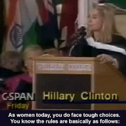 wishcandy:  retrocampaigns:  In 1992, Hillary Clinton addressed some of the “rules” women are expected to abide by during a commencement address to Wellesley College’s graduating class. At the time, Bill Clinton was seeking the Democratic nomination