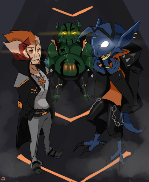 0lightsource:  Ex’s Gang- The SeidkarzInfo: In the demon community, devils are born humanoid in appearance then over time, morph into their designated species. The amount of body markings shows a devils level of strength.In Ex’s little trio we have