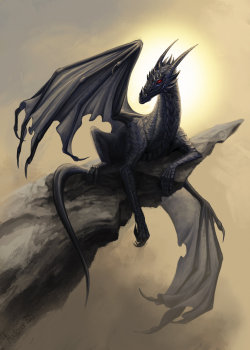 ex0skeletal:  Black dragon by Alaiaorax