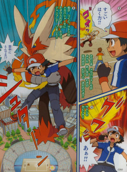 pokemon-global-academy:  Ash is really excited to see a Mega Evolution tournament in town, but as soon he puts a foot in the ground, he almost gets hits by Mega Blaziken’s flames 