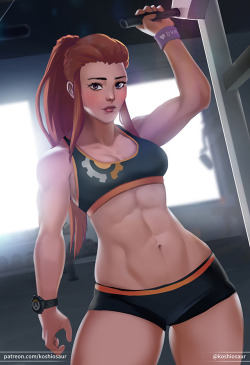 koshiosaur: Brigitte at the gym! I love her personality.Come join my Patreon for NSFW, High Res, PSD, Art Requests and Art events!www.patreon.com/koshiosaur  More NSFW on www.gumroad.com/koshiosaur Tip jar www.ko-fi.com/koshiosaur  