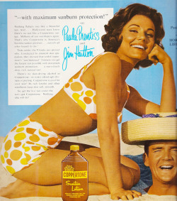 Paula Prentiss and Jim Hutton / Coppertone ad. 1962