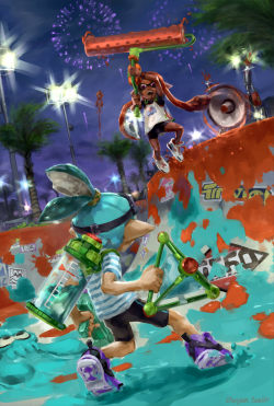 splatoonus:  stupjam:  the “Tournament”  Congrats to stupjam for being a runner up in our Splatoon Art Contest! Here’s what the Splatoon Dev Team had to say: “The atmosphere of Turf War is expressed perfectly here. Anyone who’s played Splatoon