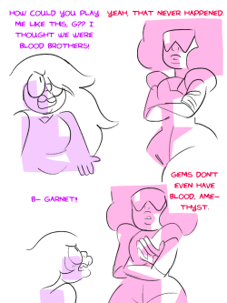 doidles:  context: garnet threw away the expired shim shams amethyst was planning to eat