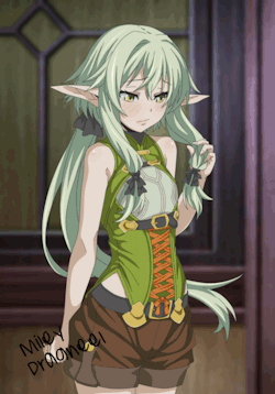 mileydragneel:  (GIF) High Elf Archer - Goblin Slayer  Follow me in twitter: www.twitter.com/mileydragneelVEHi, I’m here to bring you “my first GIF”, as it should be from the waifu of Goblin Slayer &lt;3The truth I saw this detail in the ears in