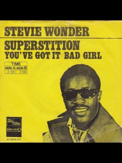 70sbestblackalbums:  http://youtu.be/_ul7X5js1vE    “Superstition” was arranged, and performed by Stevie Wonder for Motown Records in 1972. It was the lead single for Wonder’s Talking Book album,and released in many countries. It reached number