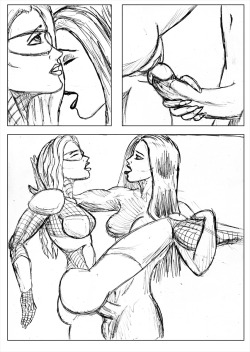 Kate Five vs Symbiote comic Page 93 Bonus 1Kate rubbed the swelling head of her symbiocock against her twin sister’s moistening pussy eagerly. A murmur of pleasure escaped her lips as she reveled in the sensation of Kimberley’s silken folds. Kimberley