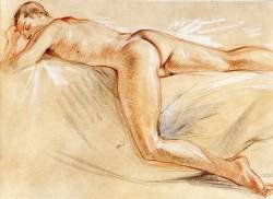 felixdeon:“Fast Asleep.” A drawing of the male nude, done from the live model. You can find this drawing as a print in my Etsy shop. Click here.