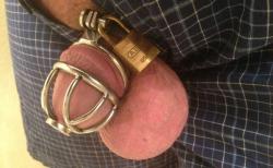 anonmouse93:      My key-holder really liked the little Chinese cock cage I got off eBay, and over the last week I got used to it and found it to be quite comfortable. She did however comment that at my smallest flaccid state my penis didn’t always