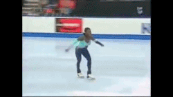 wanderindreamr:  runawayyogi:  simchiller:  they outlawed this move just because she was the only woman who could do it.  Surya Bonaly was infamous for (among other things) doing aone blade backflip in the 1998 Olympics, and is the ONLY figure skater