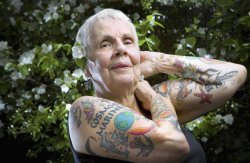 skindeeptales:  70 year old woman thinks her tattoos are “still fucking class” Carlow woman Monica Neary breathed a sigh of relief as she woke on the morning of her 70th birthday at the weekend as her thoughts about her numerous tattoos had not changed