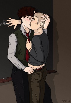 purrlockholmes:   John: I could teach you about history.Sherlock: All that counts right now is pure chemistry.  guixonlove asked for Professors Holmes and Watson making out in between classes. And good lord. I can say it got away from me, since it was