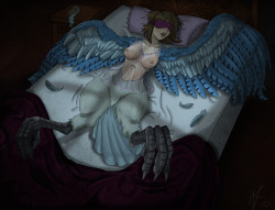 Do Not Disturb  - by Narwal She&rsquo;s a violent sleeper&hellip; I kinda like monster girls, especially when they&rsquo;re in non-monstery situations (or lingerie &gt;.&gt;) Harpies are neat! Imagine the foot-rubs you could give her&hellip;