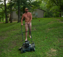 Nudist gardener/