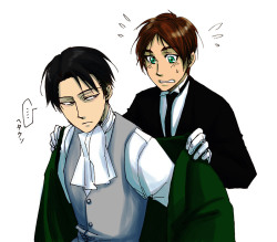 hime1999: Master Levi and butler (on-training) Eren. Smile&rsquo;s fault. Yeah.  