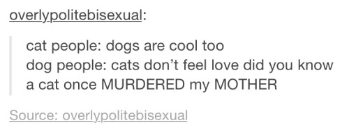 blighght:  The difference between cat people and dog people, as explained by Tumblr. 