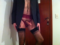 kinkyparet:  Suit and lingerie combo  uff