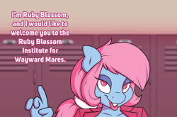 woobisboobies:  Introducing the The Ruby Blossom Institute for Wayward Mares.  Strong Family Values are the core of our philosophy.Art by the wonderful Stunnerpony
