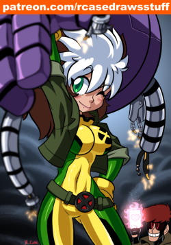 rcasedrawstuffs: Rogue   Yay another finished patreon pic. Took a few tries to find a pose I like but i ended up going with some thing kind of simple and cuteIf your interested in seeing this pic with out the watermark or want a high rez version then