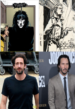 mr-mousebender:  I had to take a break from grading, and went ahead and made a cast for Neil Gaiman’s Sandman. From top to bottom: Adrien Brody as Dream and Keanu Reeves as John Constantine (’cause I find that amusing. Also you could swap these two.)
