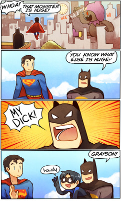 gothams-red-guardian:   k009:  “Wow you’re right, he is big!”  I will never not reblog this ahahaha.  
