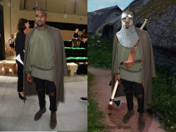 guibass:  phillikestuff:  Kanye dressed as a level 1 RPG character  Kanye West is ready for his Kanye Quest