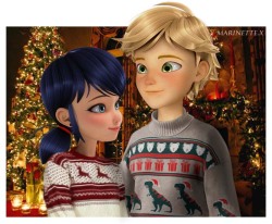 marinette-x: Here’s an Adrienette Christmas edit that I completely forgot to post on here :’-) I just want to point out that I made a few adjustments in comparison to the original that I already posted on Instagram (mostly just the position of Adrien’s
