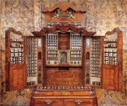 steampunktendencies:  Apothecary’s Cabinet, 1730, Delft. #steampunktendencies #steampunk #art #vintage #antique #furniture #cabinet #apothecary