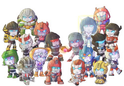 darksidekelz:  Not only am I a nerd, I am a tool who posts to the wrong blog.Wave one of my g1 Autobot chibis is complete.  Huzzah!