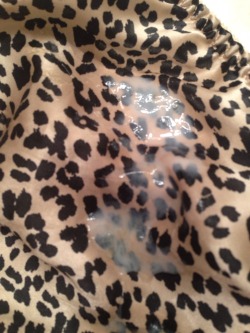 I don&rsquo;t know why, but leopard print is so much fun to cum on.    bri-ash:  Made a nice little puddle of creamy goodness on the misses silky panties last night