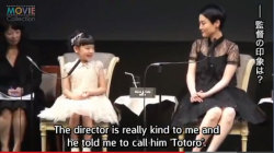 kadeart:  &ldquo;The director is really kind to me and he told me to call him ‘Totoro’ &rdquo; - Mana Ashida (x) 