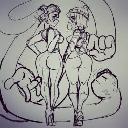 karlaaldanafuta:A little pice I’m working on preparing for the release of Arms.  The waifu wars is about to begin.  On one corner Twintelle and her Fist-o-matics and in the other MinMin with the Fingernator. Who will win? DECIDE! ;9