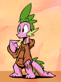 Some other stream doodles from last night! Wanted to try some teen/older spike in a bit different style. Way WAY inspired by this very very very good thing