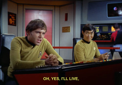 percychekov:  sirdef:  northwangerabbey:  Sulu’s like “whatever, drama queen.”  is sulu texting  he’s livetweeting chekov’s problems 