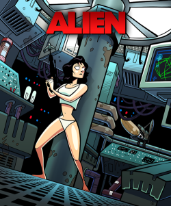 aliensandpredators:  heroine-addiction:  Ellen Ripley by Ïve Bastrash.  Whoa 