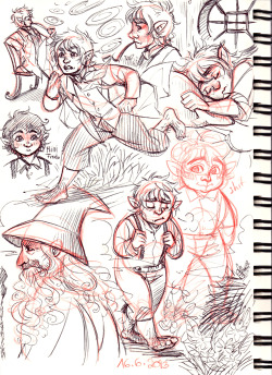 petitpotato:  More sketchbook scans~ Once again it’s just the Hobbit or rather lots of dwarves :D 