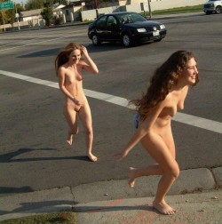 Running naked in sorority hazing. embarrassednudewomen:  Â  