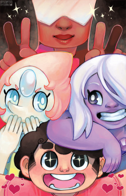 applewaffles:  Steven and the Gems attempting to purikura!  Amy is so cute~ &lt;3 &lt;3 &lt;3